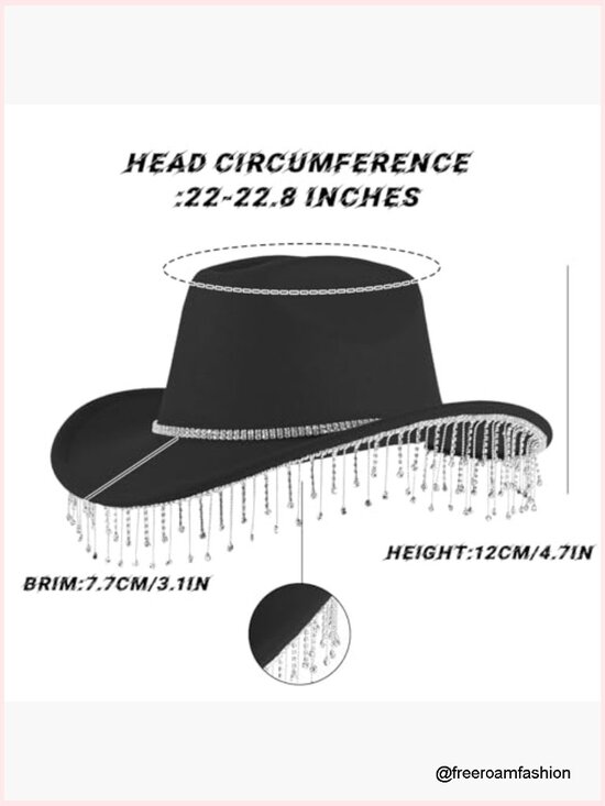Rhinestone Cowboy Hat with Bling Fringe and Diamond Band main image 5